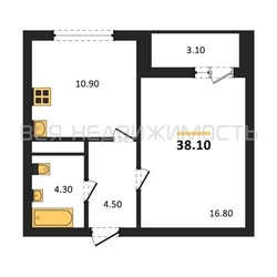1-комнатная квартира, 38.1кв.м - изображение 1