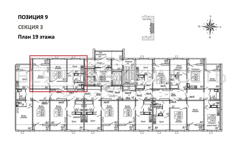 2-комнатная квартира, 59.1кв.м - изображение 1