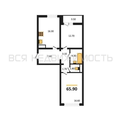 2-комнатная квартира, 65.9кв.м - изображение