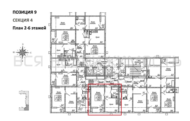 1-комнатная квартира, 40.2кв.м - изображение 1