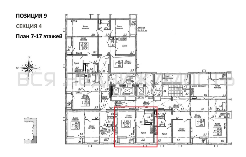 1-комнатная квартира, 40.4кв.м - изображение 1