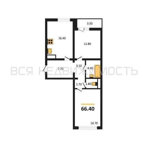 2-комнатная квартира, 66.4кв.м - изображение 0