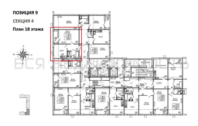 1-комнатная квартира, 38.3кв.м - изображение 1