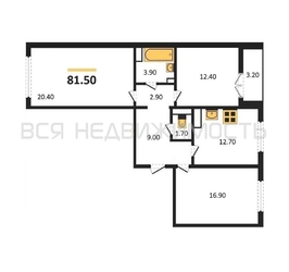 3-комнатная квартира, 81.5кв.м - изображение 1