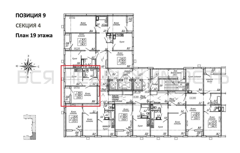 1-комнатная квартира, 40.4кв.м - изображение 1