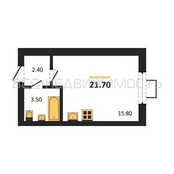 квартира-студия, 21,7кв.м. - изображение 1