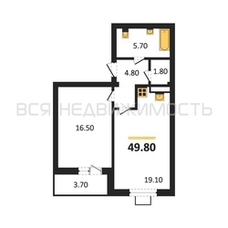 1-комнатная квартира, 49.8кв.м - изображение 1