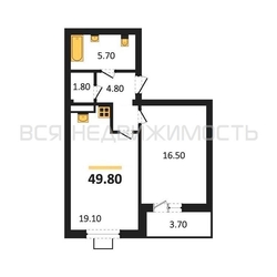 1-комнатная квартира, 49.8кв.м - изображение 1