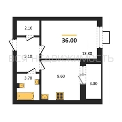 1-комнатная квартира, 36кв.м - изображение 1