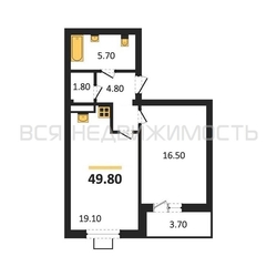 1-комнатная квартира, 49.8кв.м - изображение 1