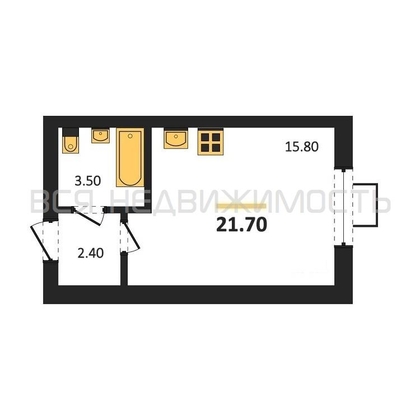 квартира-студия, 21,7кв.м. - изображение