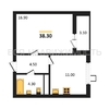 1-комнатная квартира, 38.3кв.м - изображение 1 1-комнатная квартира, 38.3кв.м - изображение 1