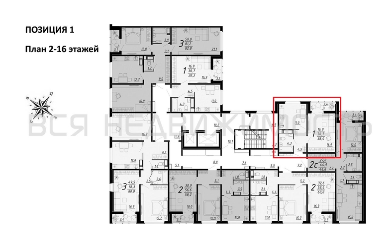 1-комнатная квартира, 38.4кв.м - изображение 1