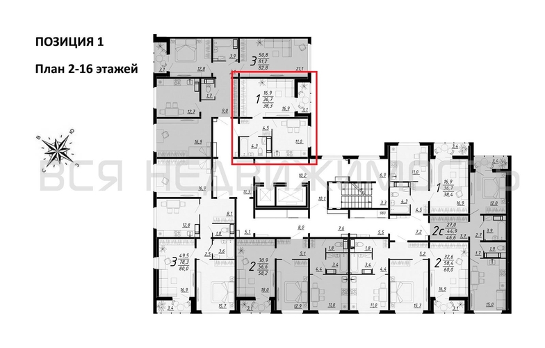 1-комнатная квартира, 38.3кв.м - изображение 1