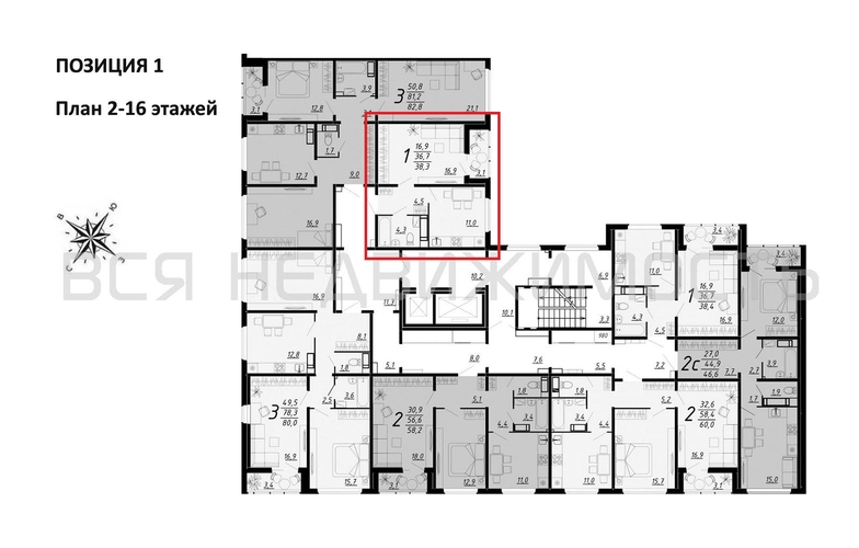 1-комнатная квартира, 38.3кв.м - изображение 1