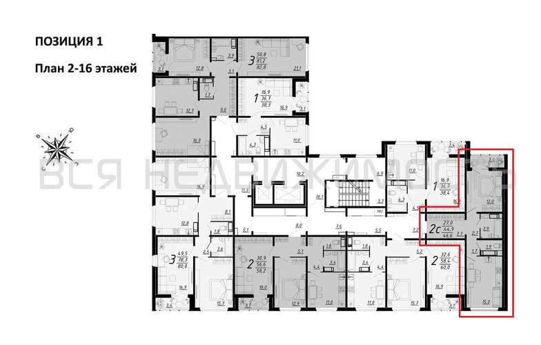 1-комнатная квартира, 46.6кв.м - изображение 1