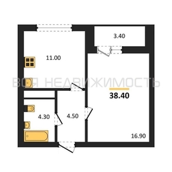 1-комнатная квартира, 38.4кв.м - изображение 1