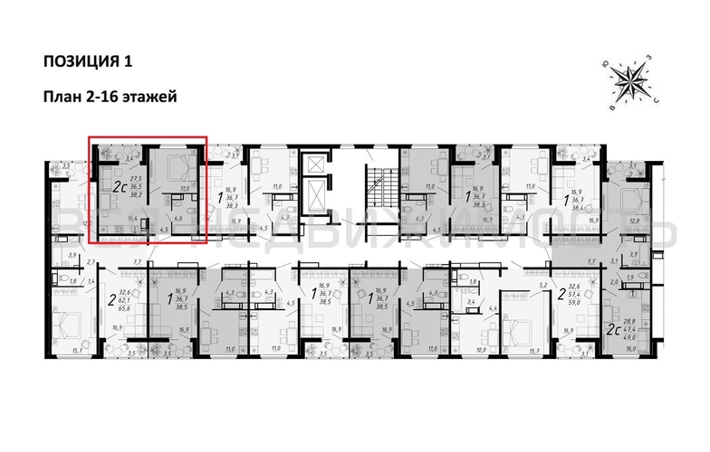 1-комнатная квартира, 38.2кв.м - изображение 1