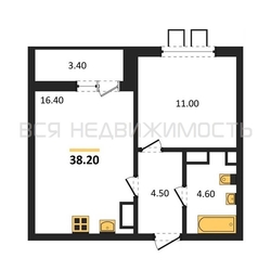 1-комнатная квартира, 38.2кв.м - изображение 1