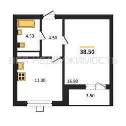 1-комнатная квартира, 38.5кв.м - изображение 1