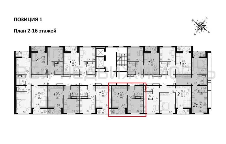 1-комнатная квартира, 38.5кв.м - изображение 1