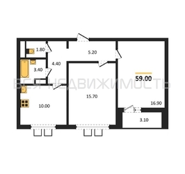 2-комнатная квартира, 59кв.м - изображение 1