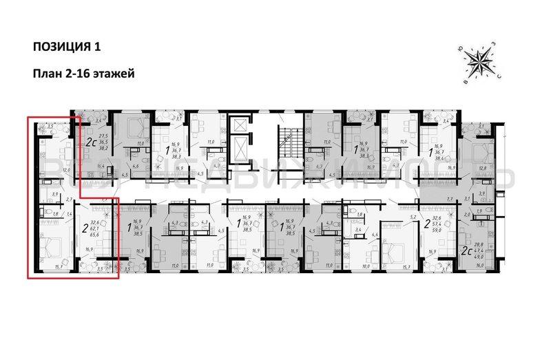 2-комнатная квартира, 65.6кв.м - изображение 1