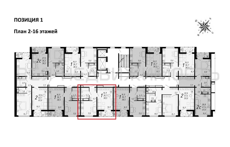 1-комнатная квартира, 38.4кв.м - изображение 1