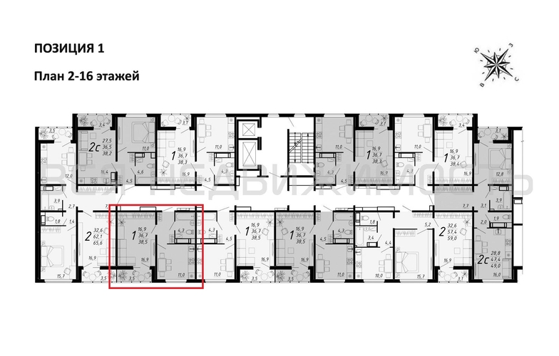1-комнатная квартира, 38.4кв.м - изображение 1