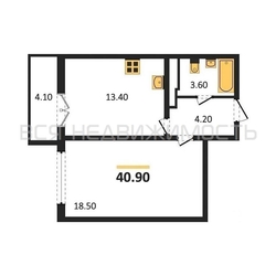 1-комнатная квартира, 40.9кв.м - изображение 1