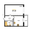 1-комнатная квартира, 37.1кв.м - изображение 1 1-комнатная квартира, 37.1кв.м - изображение 1