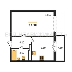 1-комнатная квартира, 37.1кв.м - изображение 1