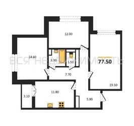 3-комнатная квартира, 77.5кв.м - изображение 1