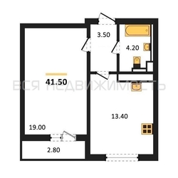 1-комнатная квартира, 41.5кв.м - изображение 1