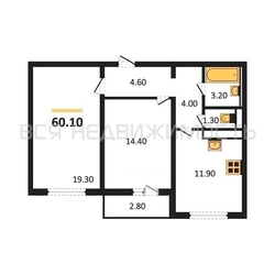 2-комнатная квартира, 60.1кв.м - изображение 1