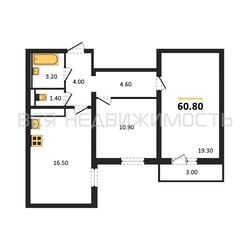 2-комнатная квартира, 60.8кв.м - изображение 1