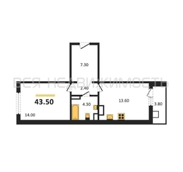 1-комнатная квартира, 43.5кв.м - изображение 1