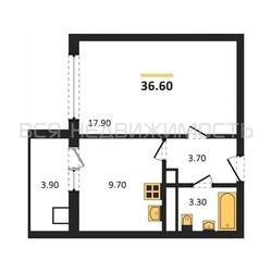1-комнатная квартира, 36.6кв.м 1-комнатная квартира, 36.6кв.м - изображение 1