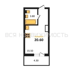 квартира-студия, 20,6кв.м. квартира-студия, 20,6кв.м. - изображение 1