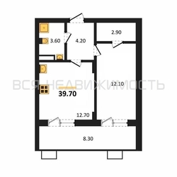 1-комнатная квартира, 39.7кв.м - изображение 1