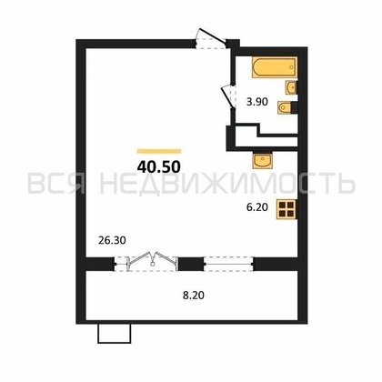 квартира-студия, 40,5кв.м. - изображение