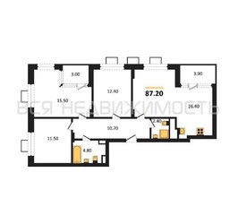 3-комнатная квартира, 87.2кв.м - изображение 1