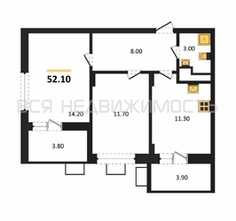 2-комнатная квартира, 52.1кв.м - изображение 1