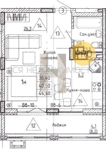 квартира-студия, 40,5кв.м. - изображение 0