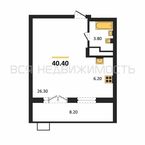 квартира-студия, 40,4кв.м. - изображение 0