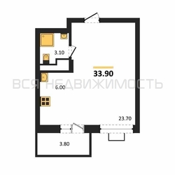 квартира-студия, 33,9кв.м. - изображение 1