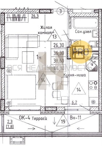 квартира-студия, 38,6кв.м. - изображение 0