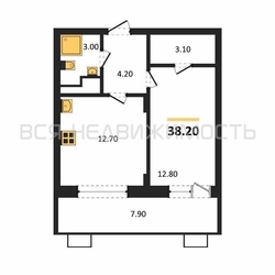 1-комнатная квартира, 38.2кв.м - изображение 1