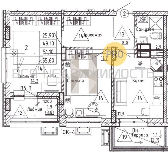 2-комнатная квартира, 51.1кв.м - изображение 0