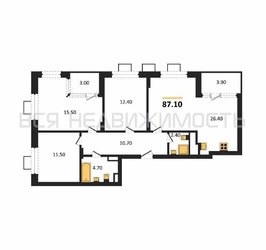 3-комнатная квартира, 87.1кв.м - изображение 1